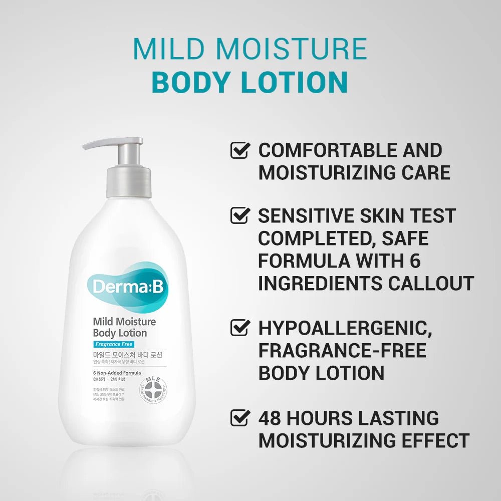 Derma B Mild Moisture Body Lotion 400mL - Zavily