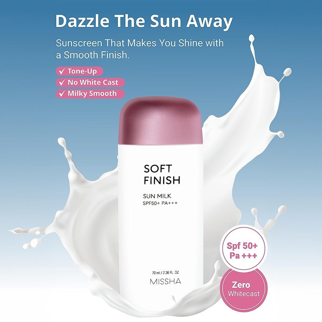 MISSHA All-Around Safe Block Soft Finish Sun Milk SPF50+ PA+++ - Zavily